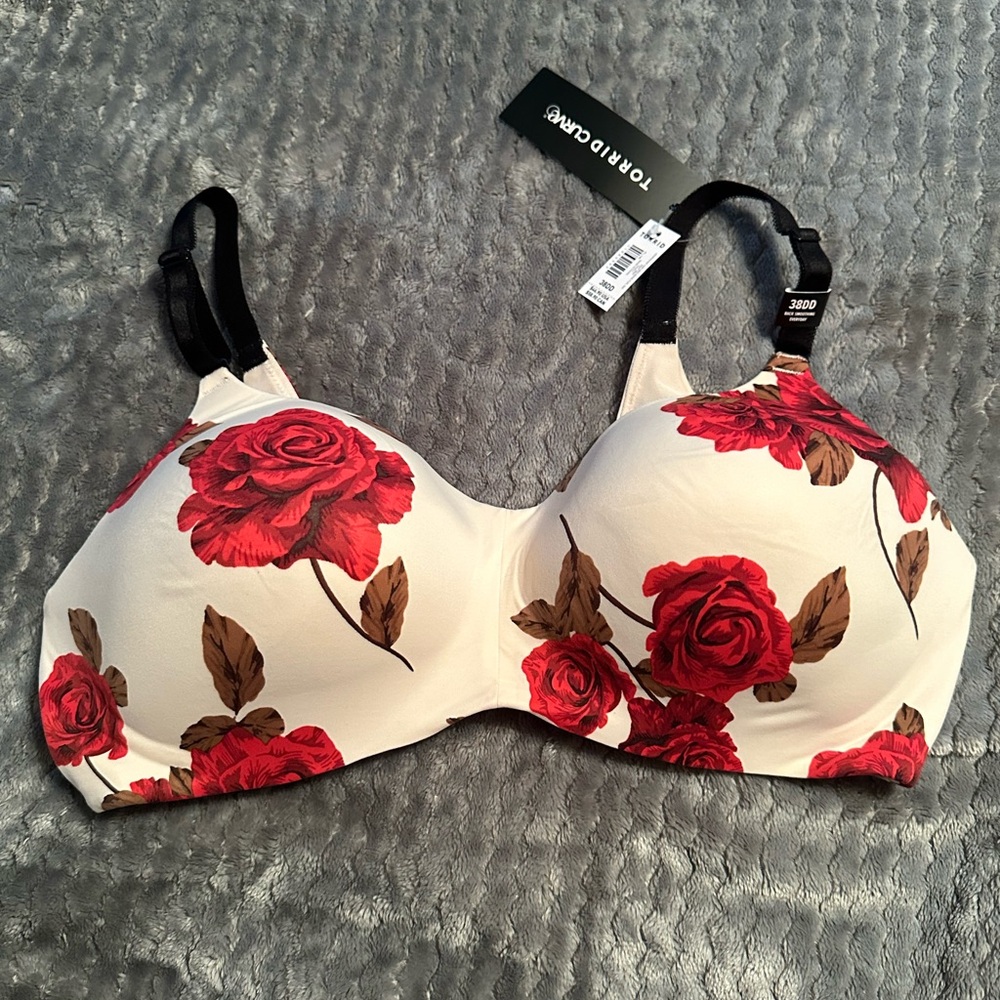 Torrid Red Floral Bra